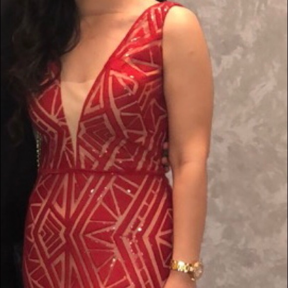 Red Nicole Bakti Prom Dress/ 2017 FW Collection. - Picture 6 of 6